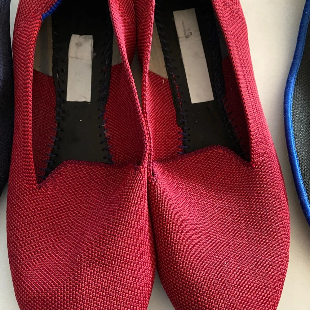 Rothy's Flats in Black, Red, Blue, and Tan - Picture 7 of 16